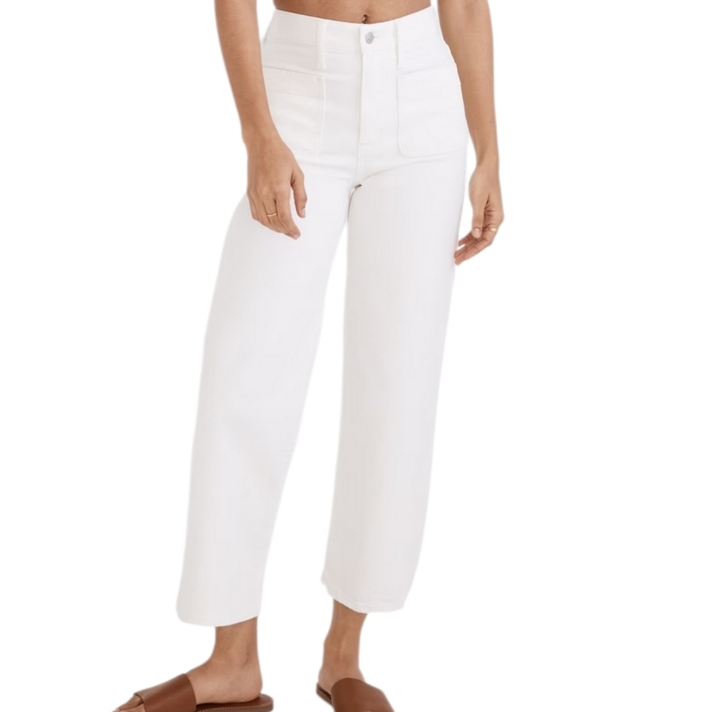 Madewell The Perfect Vintage Wide Leg Jeans Women's 32 Petite White High Rise - Picture 2 of 11
